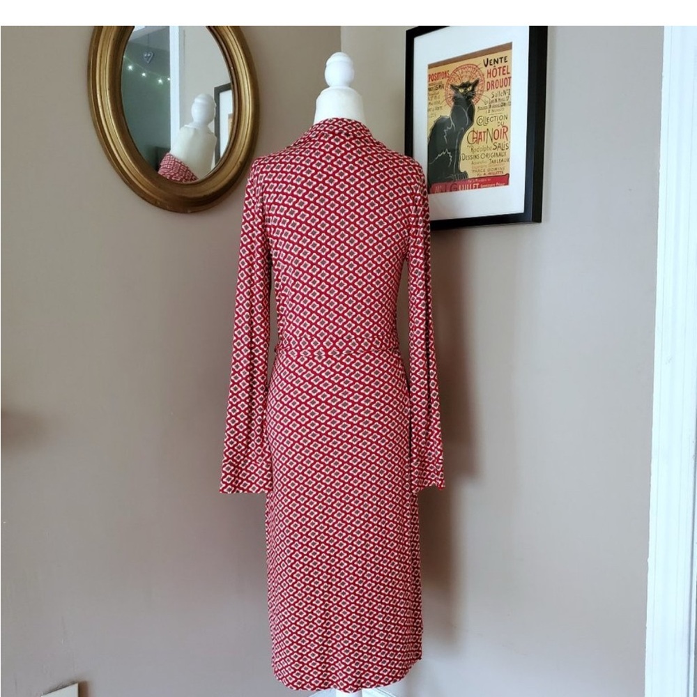 Boden size 4 Red Geometric Wrap Dress - Picture 5 of 13
